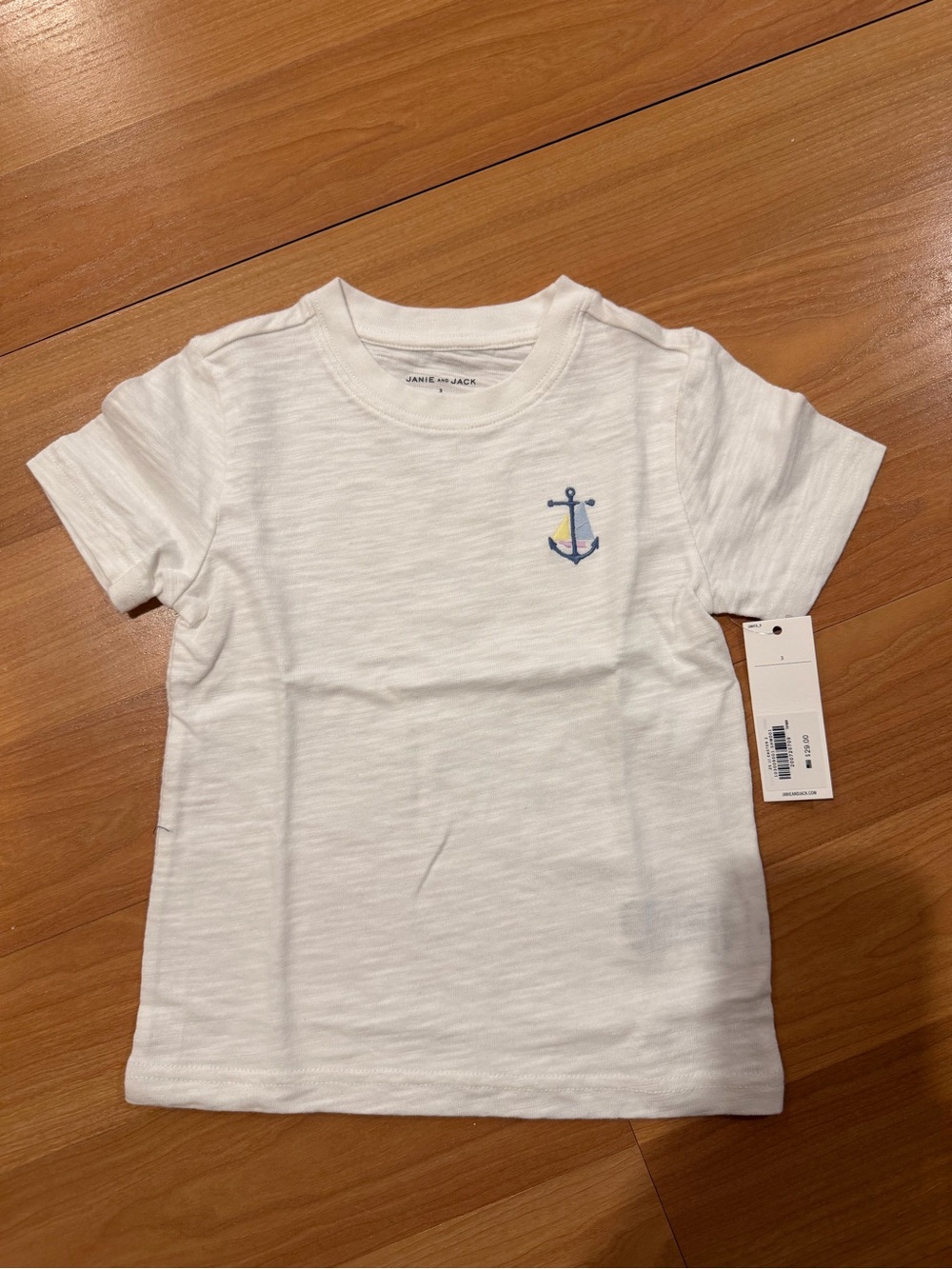 NWT- Janie and Jack White Tee with Blue Anchor Embroidery